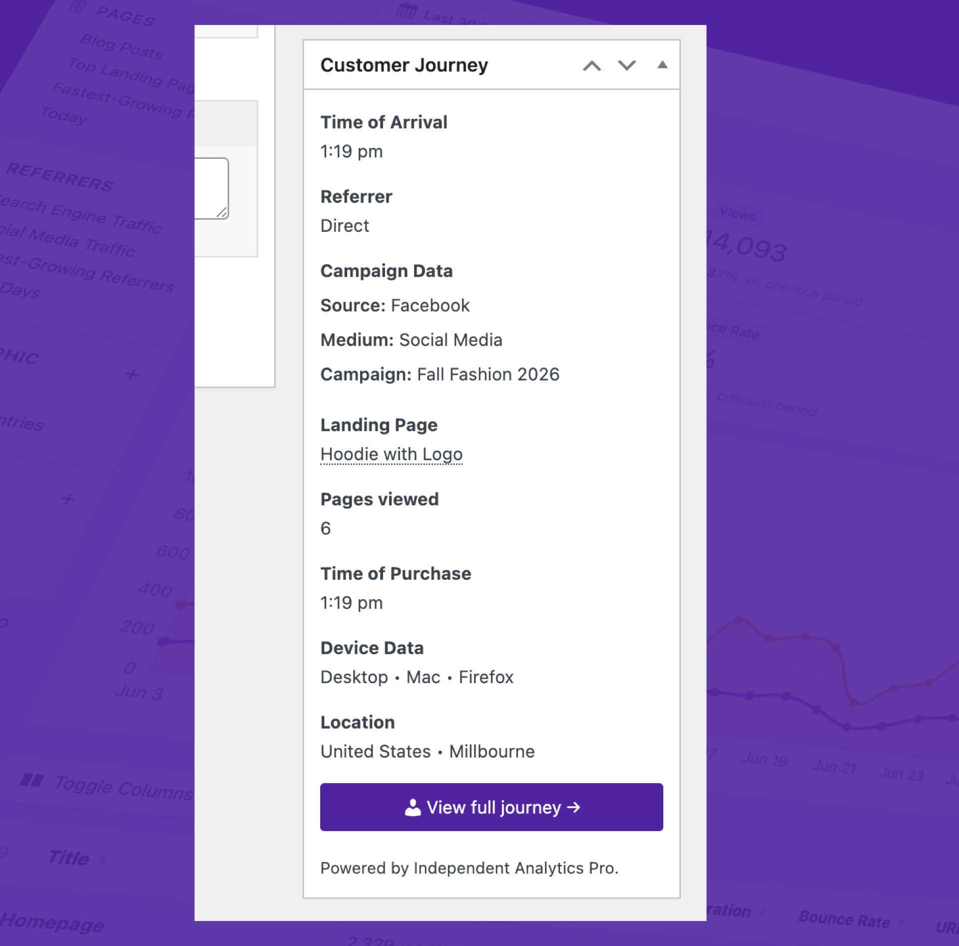 Customer Journey box in order page